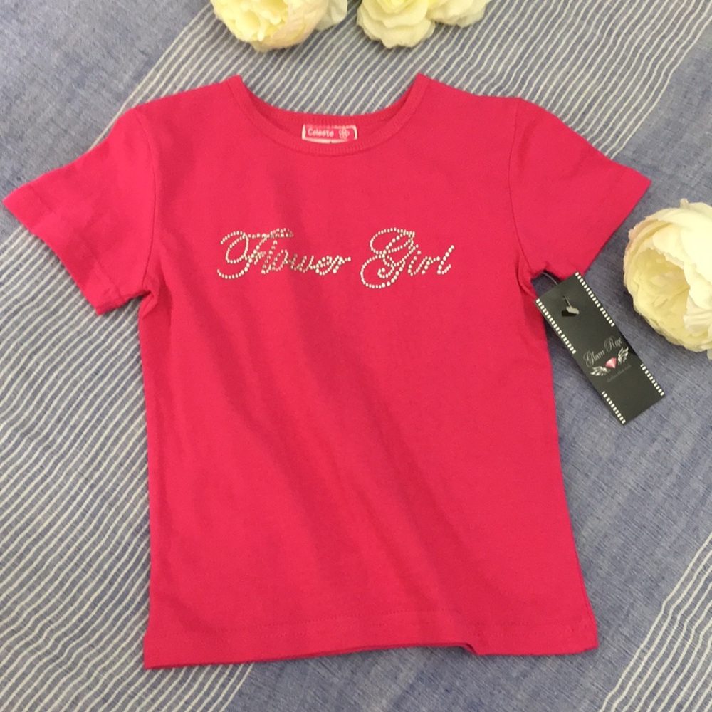 Flower Girl 🌷 Bling Crystals T-Shirt Size 4 - Picture 3 of 9